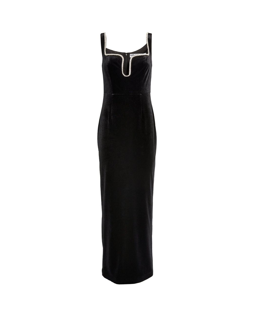 ◆関税込【Self-Portrait】Black Velvet Embellished Midi Dress Black Beaded Mesh Midi Dress – self-portrait-US