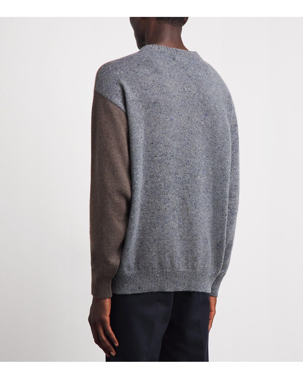 Johnstons Gray Cashmere Exploded Argyle Sweater for men