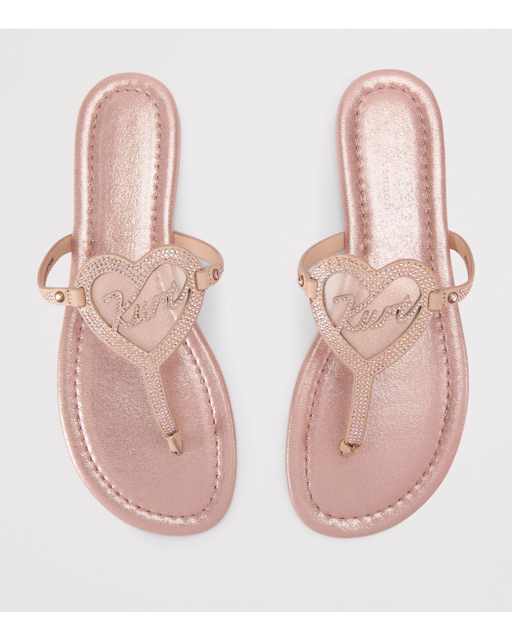 Kurt Geiger Pink Leather Heart T-Bar Sandals