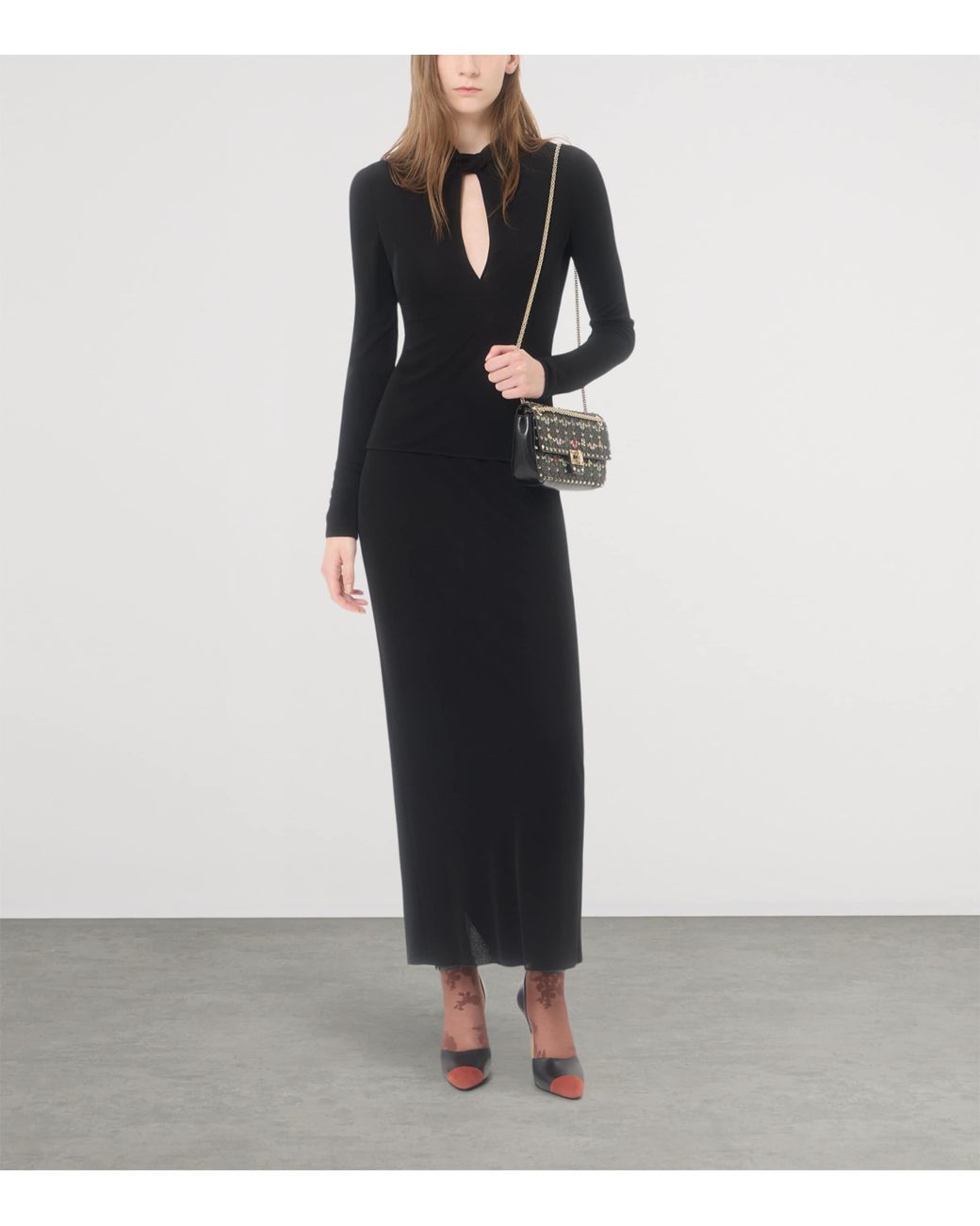 Valentino Black Keyhole Long-Sleeve Top