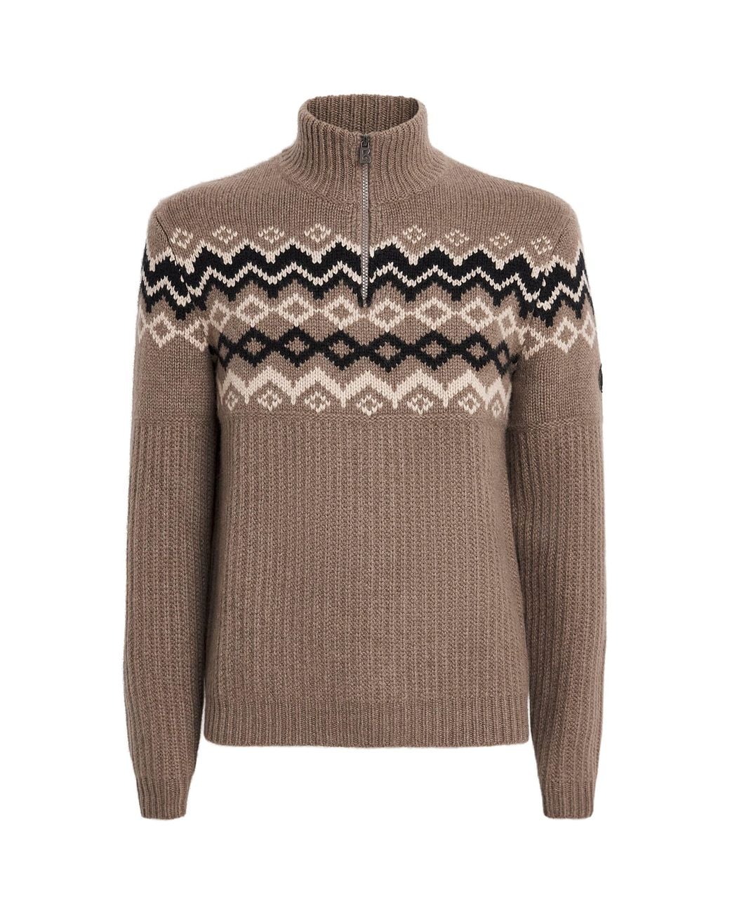 Bogner Brown Cashmere Quarter-Zip Ludi Sweater for men