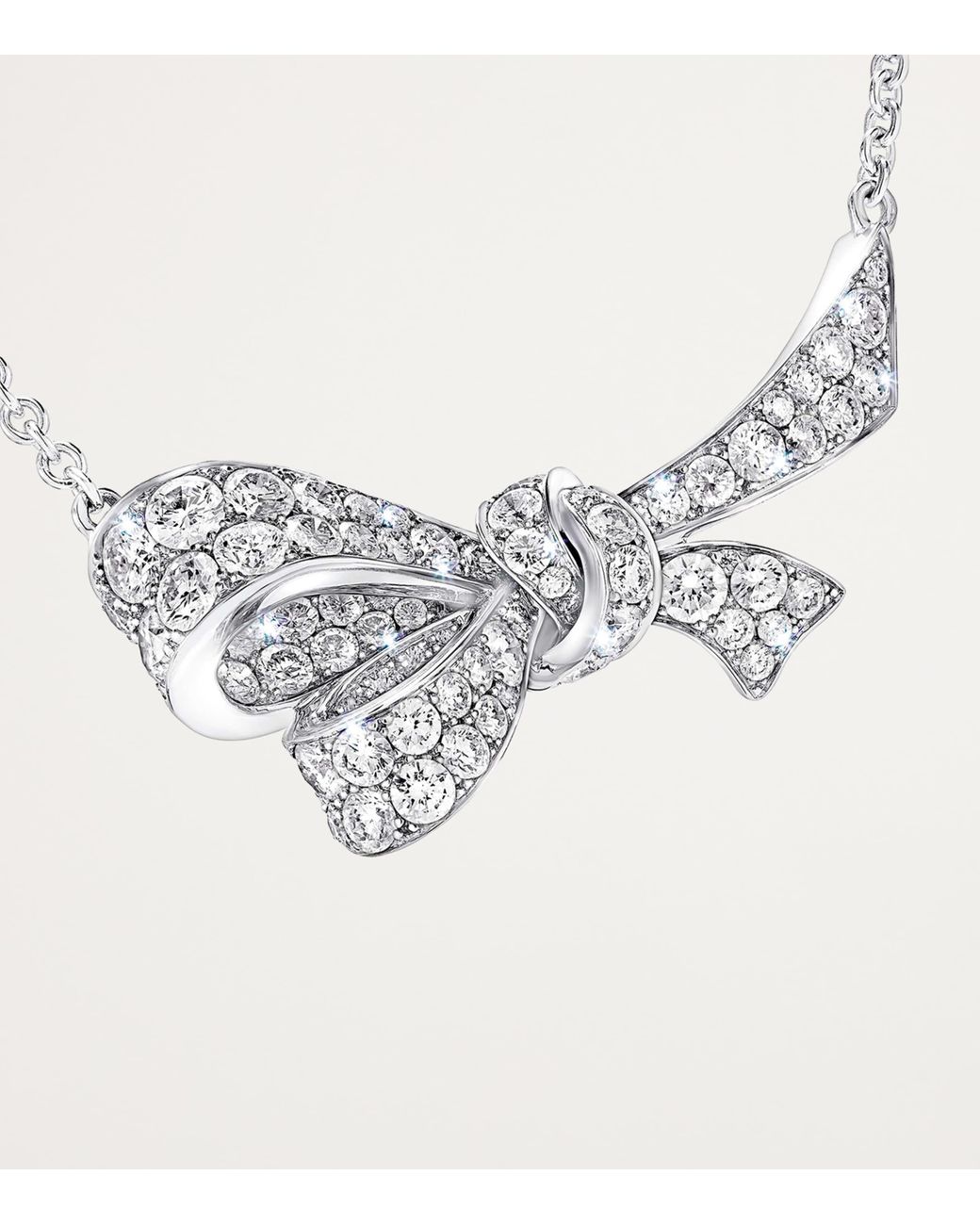 Graff Metallic White Gold And Diamond Tilda's Bow Pendant Necklace