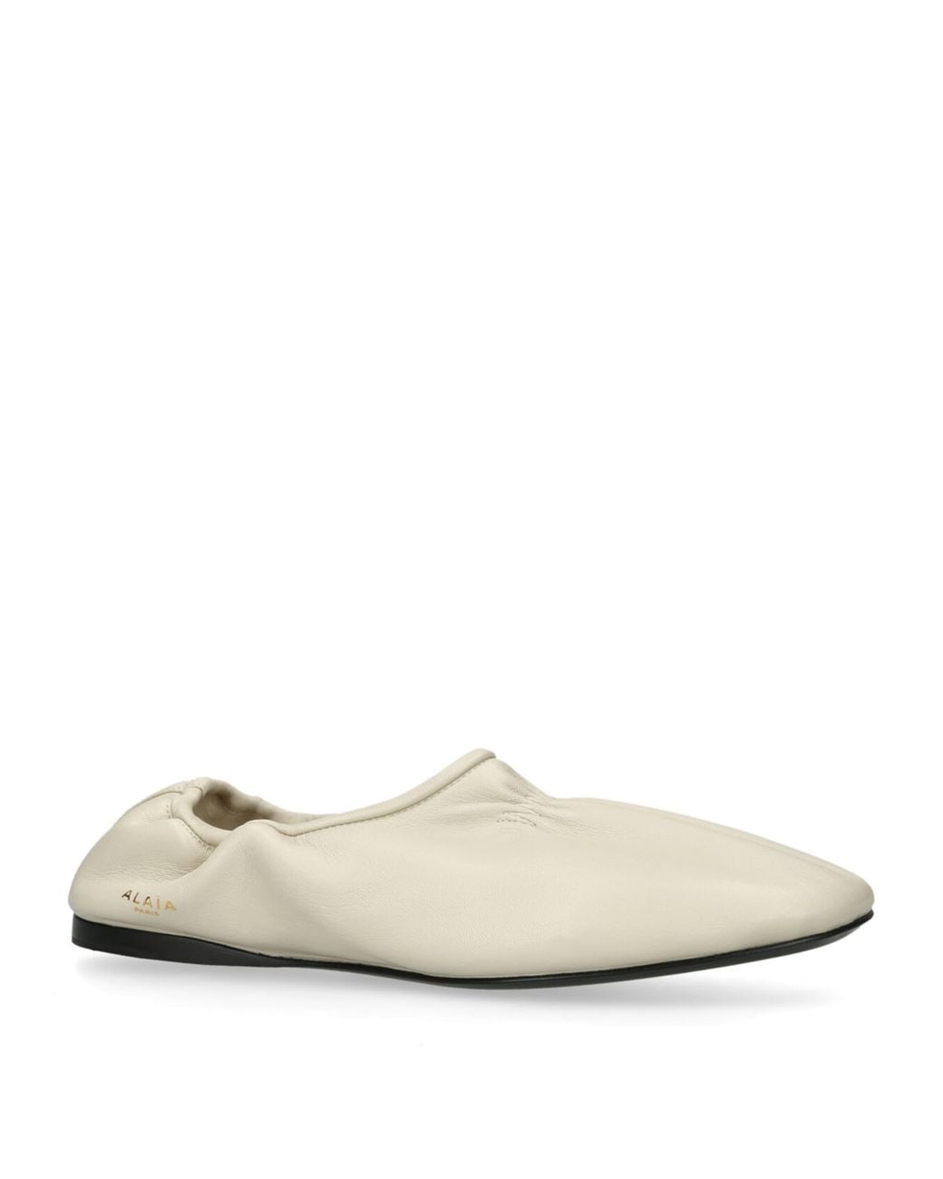 Alaïa White Leather Scrunched Ballet Flats