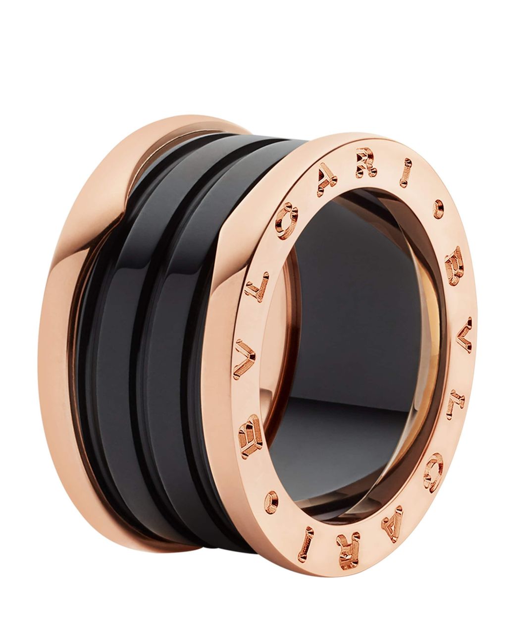 BVLGARI Black And Blcak Ceramic B.Zero1 Four-Band Ring