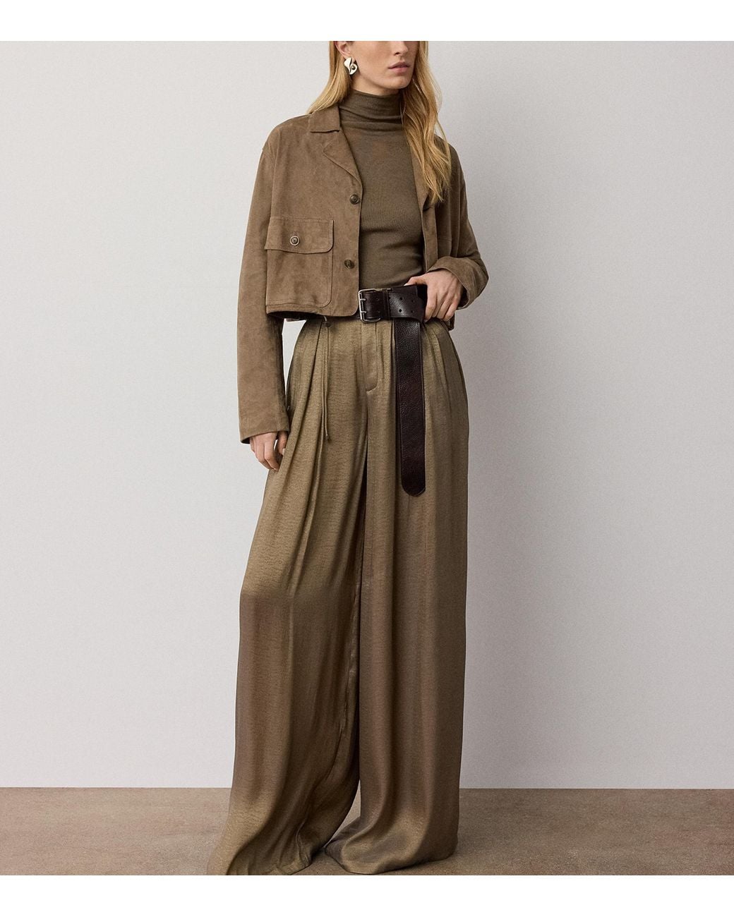 Ralph Lauren Natural Greer Wide-Leg Trousers