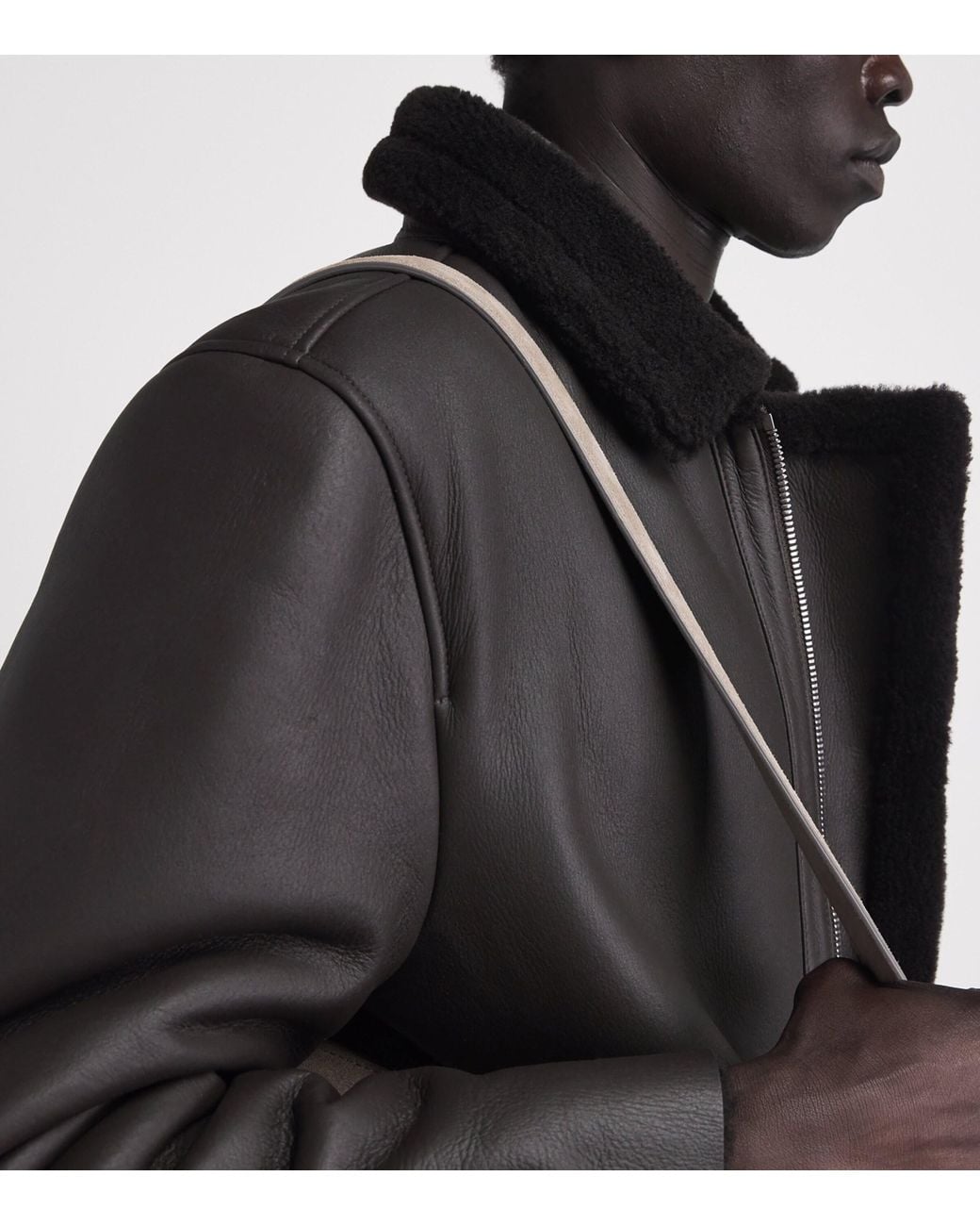 Pal Zileri Gray Lamb Shearling Long Coat for men