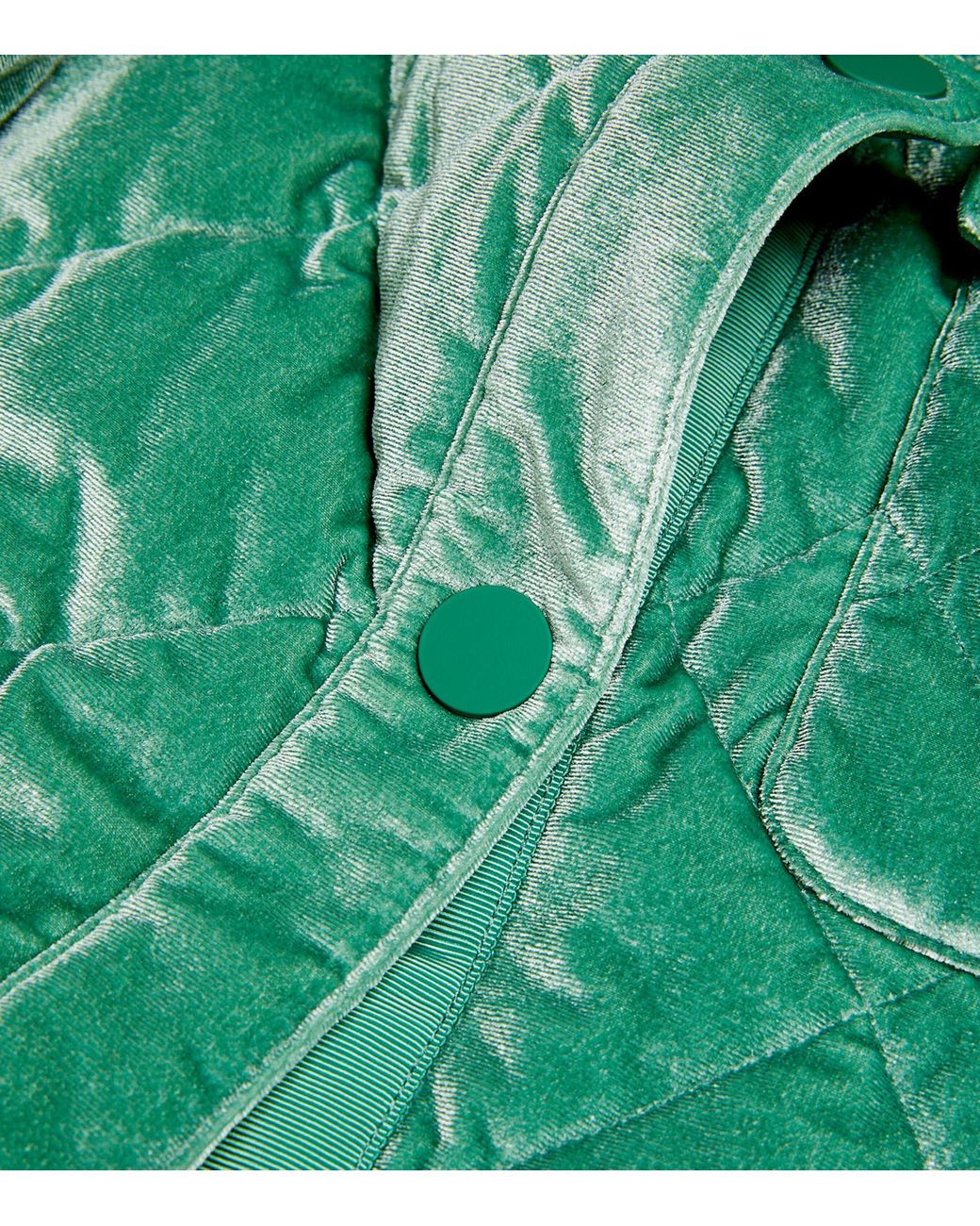 Green velvet store quilted jacket