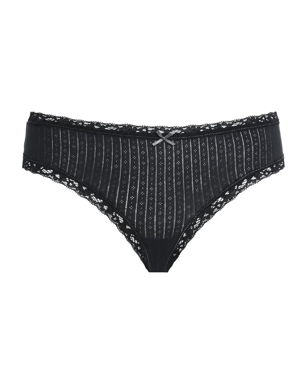 Skims Black Pointelle Lace-Trim Briefs
