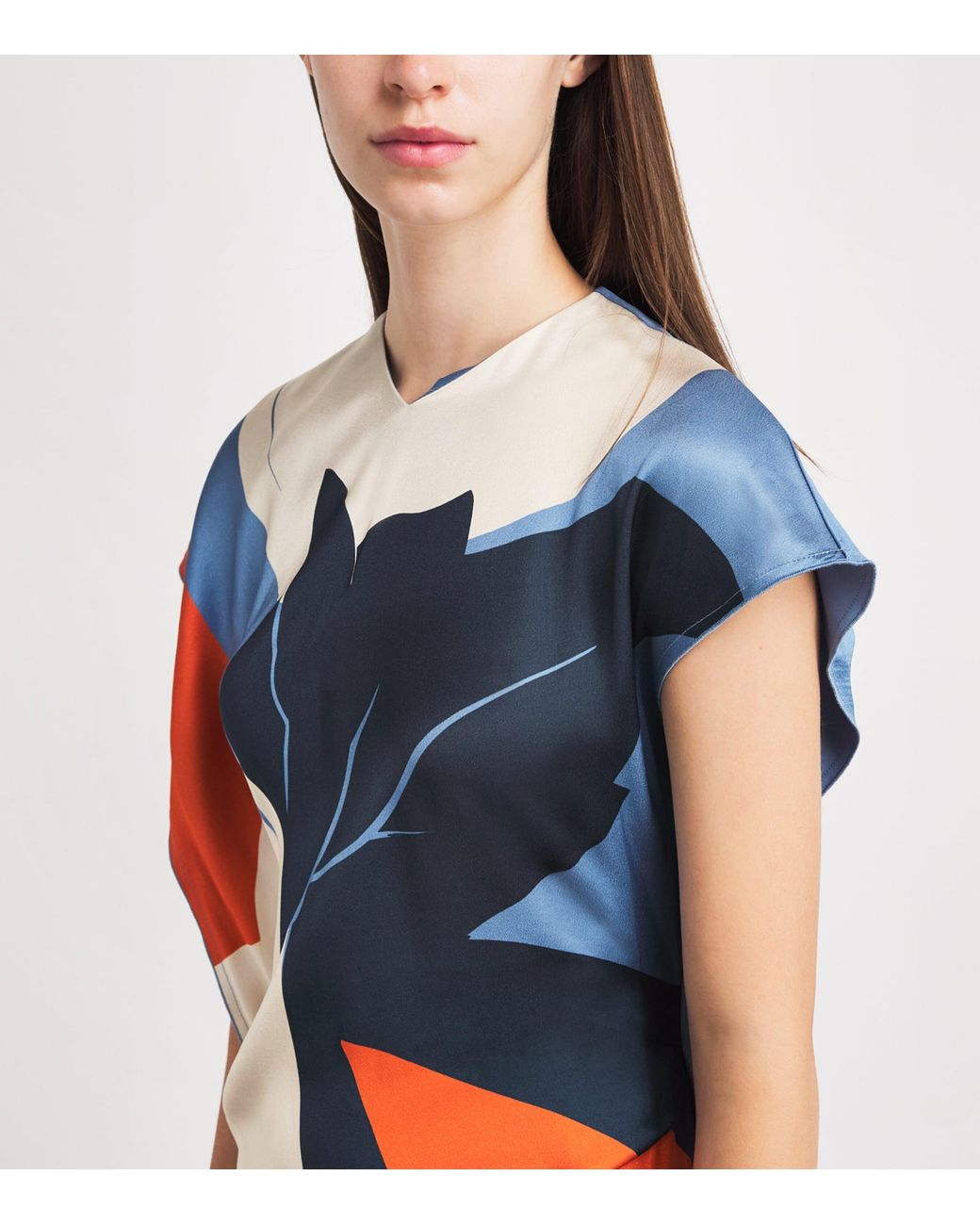 Victoria Beckham Blue Satin Draped Midi Dress