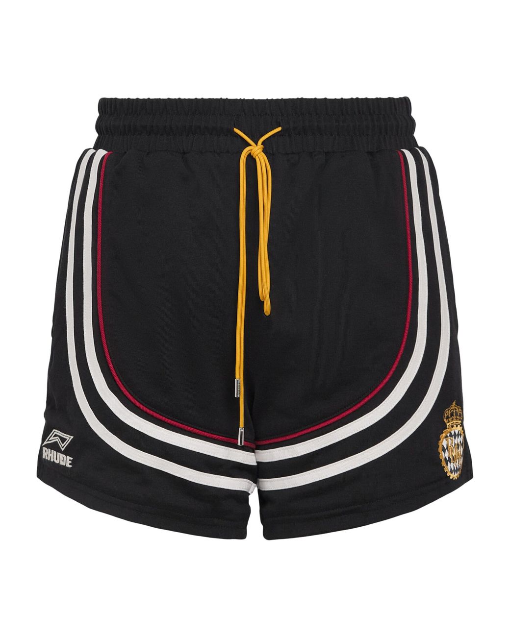 Rhude Black Cotton Lago Veille Soccer Shorts for men