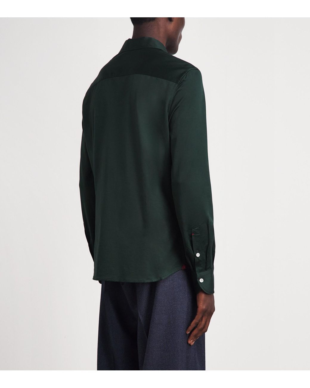 Isaia Green Cotton Jersey Sport Shirt for men