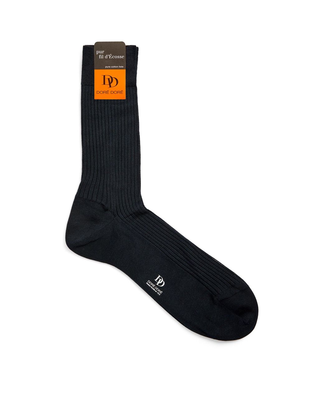 Doré Doré Black Cotton Rib-Knit Socks for men