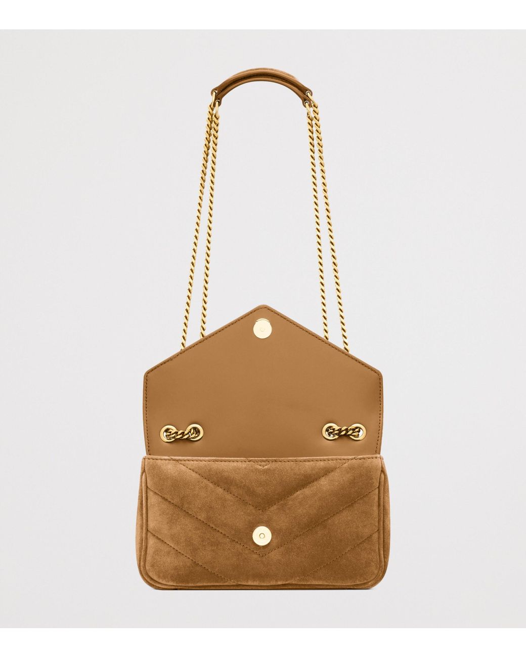 Saint Laurent Natural Mini Suede Loulou Shoulder Bag