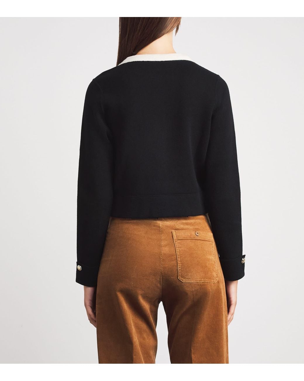 Claudie Pierlot Black Wool-Cotton Scarf Cardigan