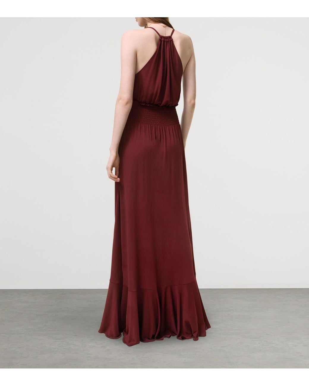 Burberry Red Self-Tie Neckline Maxi Dress