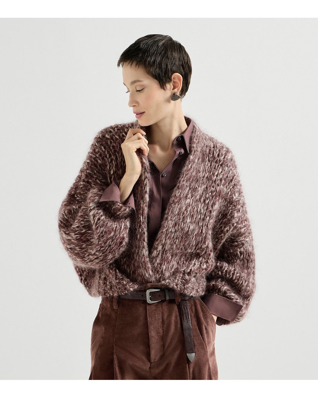 Brunello Cucinelli Brown Mohair Malfilé Cardigan