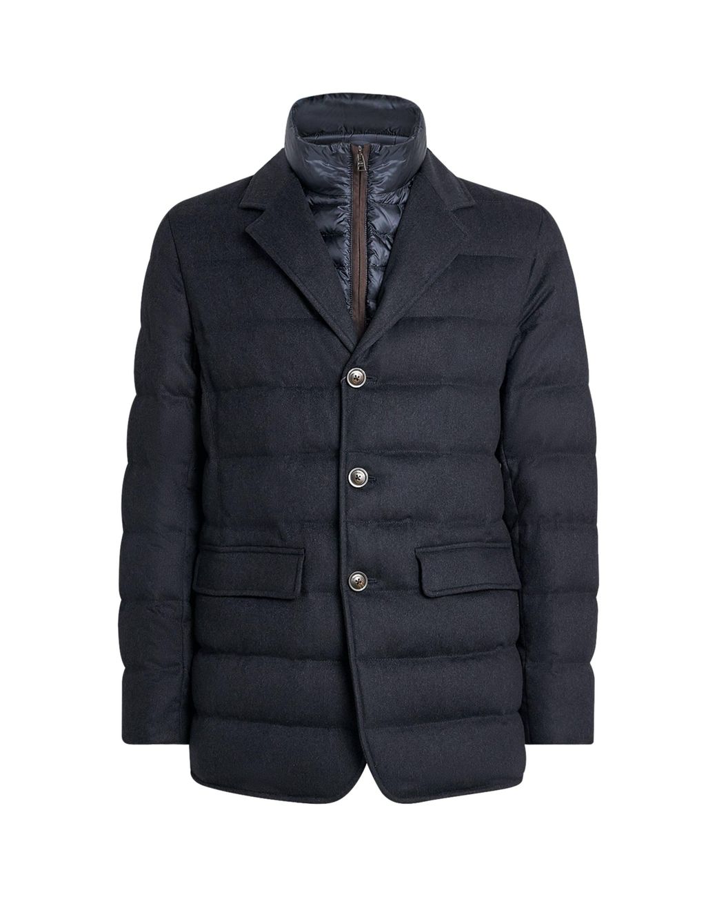 Herno Blue Silk-Cashmere Quilted Hybrid Jacket for men