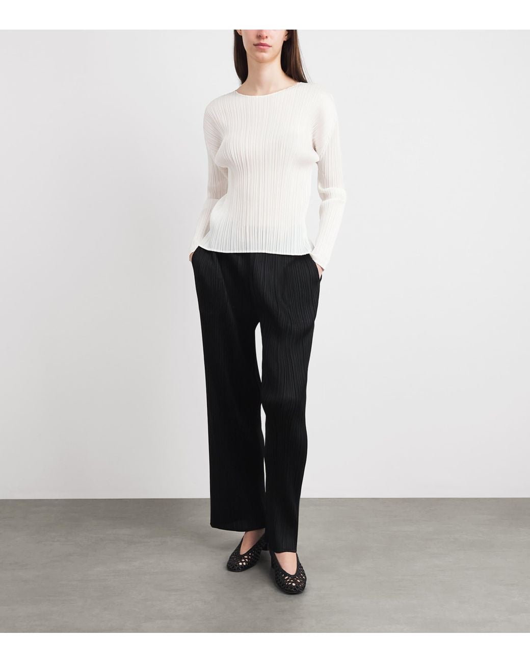 Pleats Please Issey Miyake White Monthly Colors Long-Sleeve T-Shirt