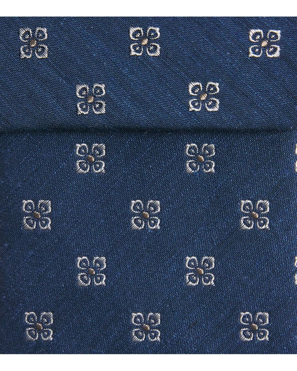 Isaia Blue Silk Floral Tie for men