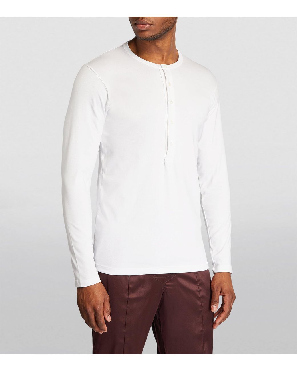Tom Ford White Henley Lounge Shirt for men