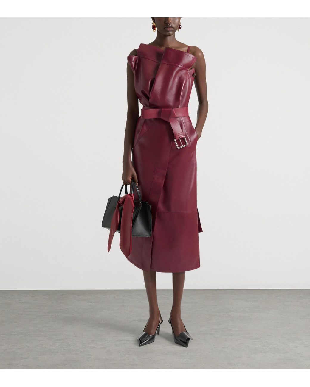 Givenchy Red Leather Logo Scarf