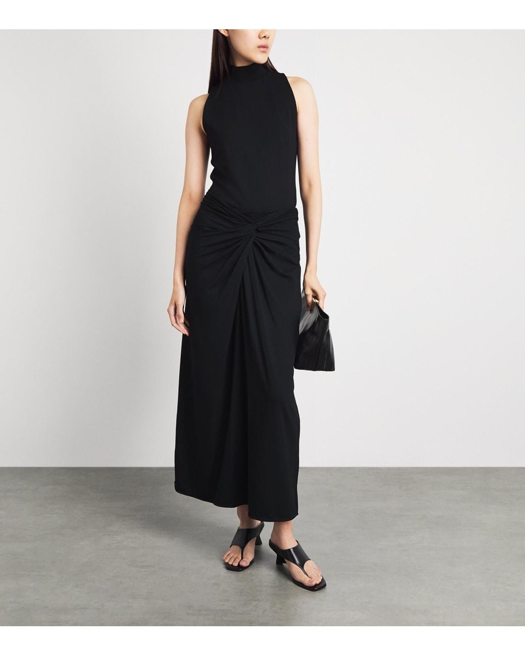 ME+EM Black Jersey Knot Maxi Skirt