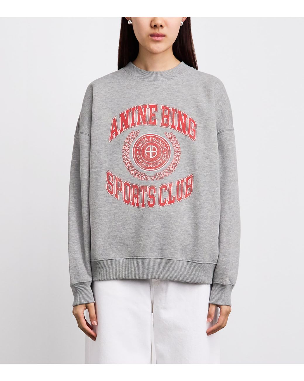 Anine Bing Gray Oversized Miles Collegiate Sweatshirt