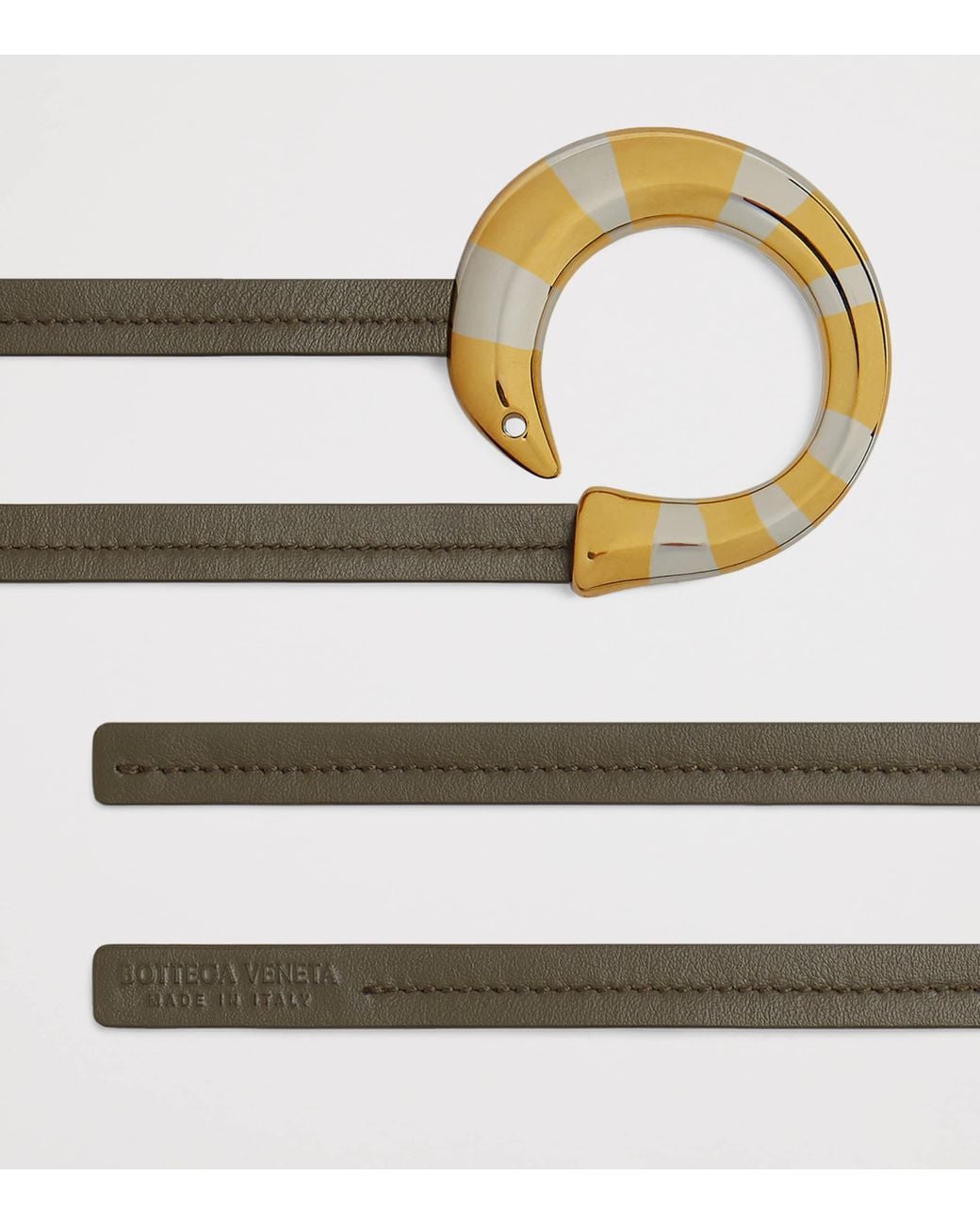 Bottega Veneta Green Leather Sardine Belt