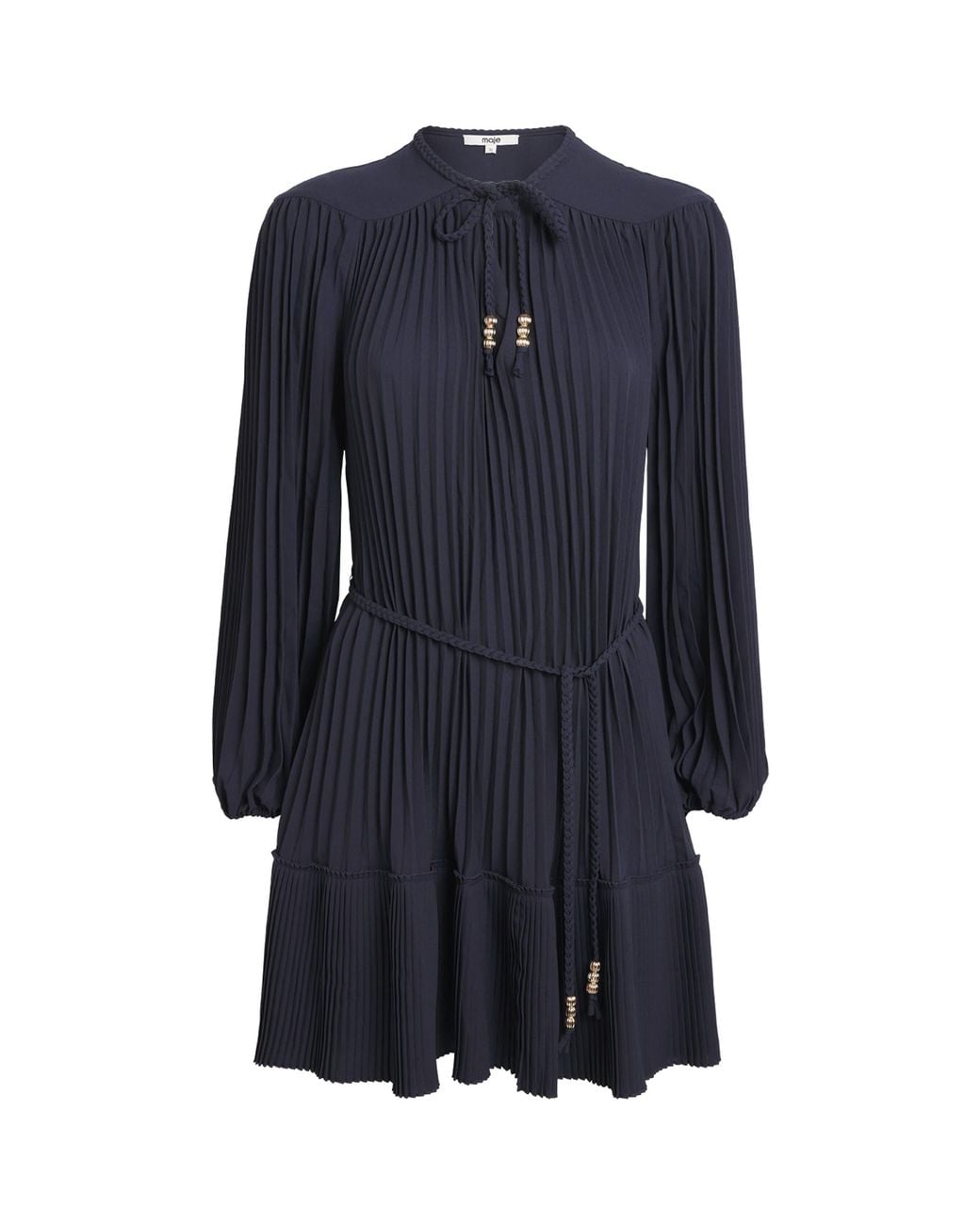 Maje Blue Pleated Mini Dress