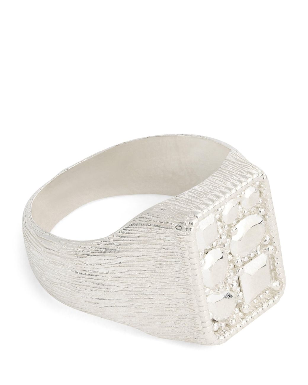 Bleue Burnham White Sterling Cottage Garden Signet Ring for men