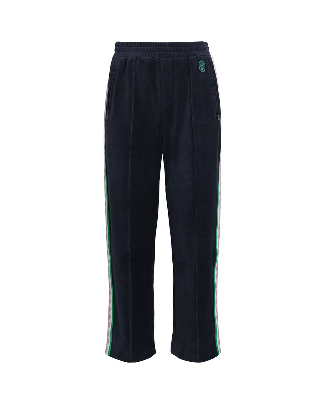 Drole de Monsieur Blue Velour Embroidered Track Sweatpants for men