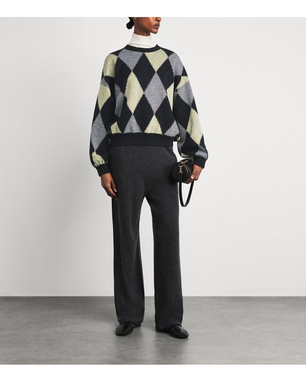 Molli Blue Wool-Blend Argyle Sweater