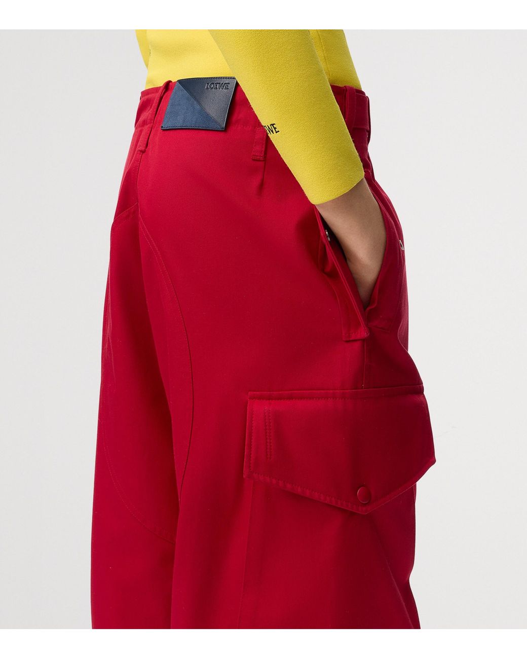 Loewe Red Cotton-Silk Cargo Trousers