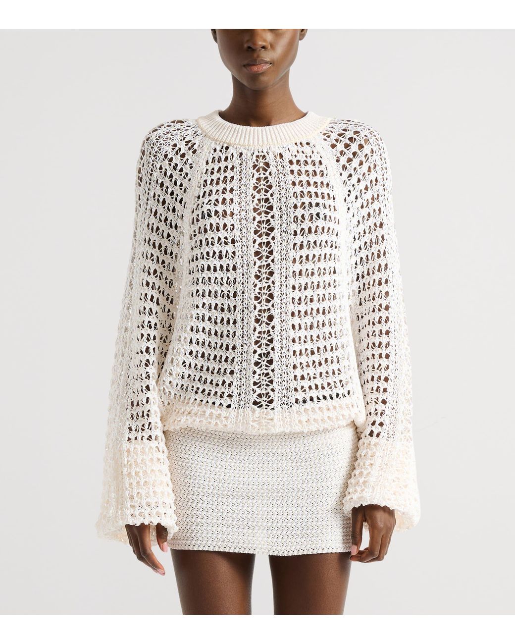 Balmain White Crochet Mini Dress