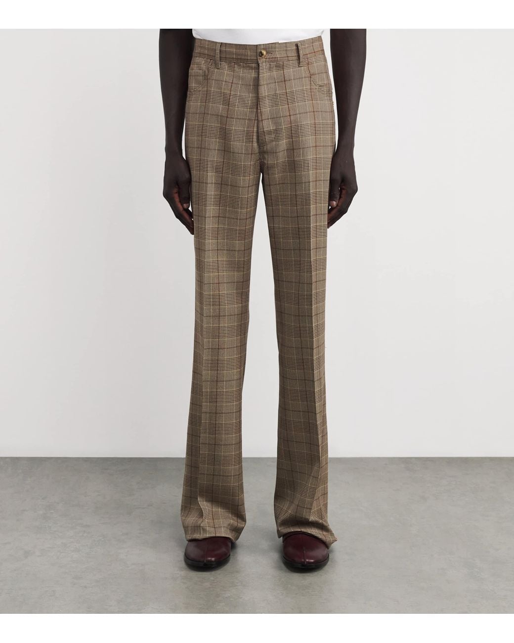 Amiri Gray Check Bootcut Trousers for men