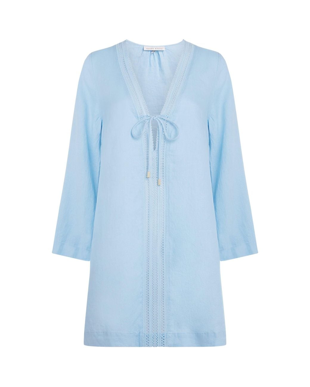 Heidi Klein Blue Linen Ponza Mini Kaftan