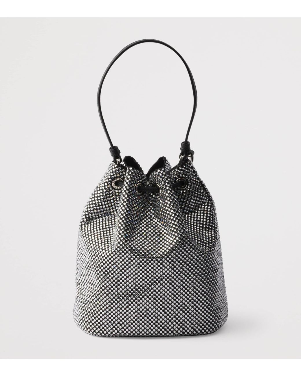 Prada Black Mini Crystal-Embellished Bucket Bag