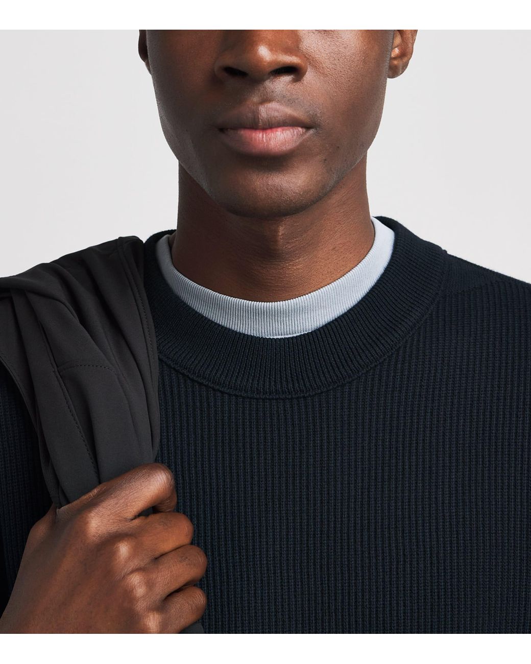 Stone Island Blue Ribbed Compass Patch Sweatshirt for men
