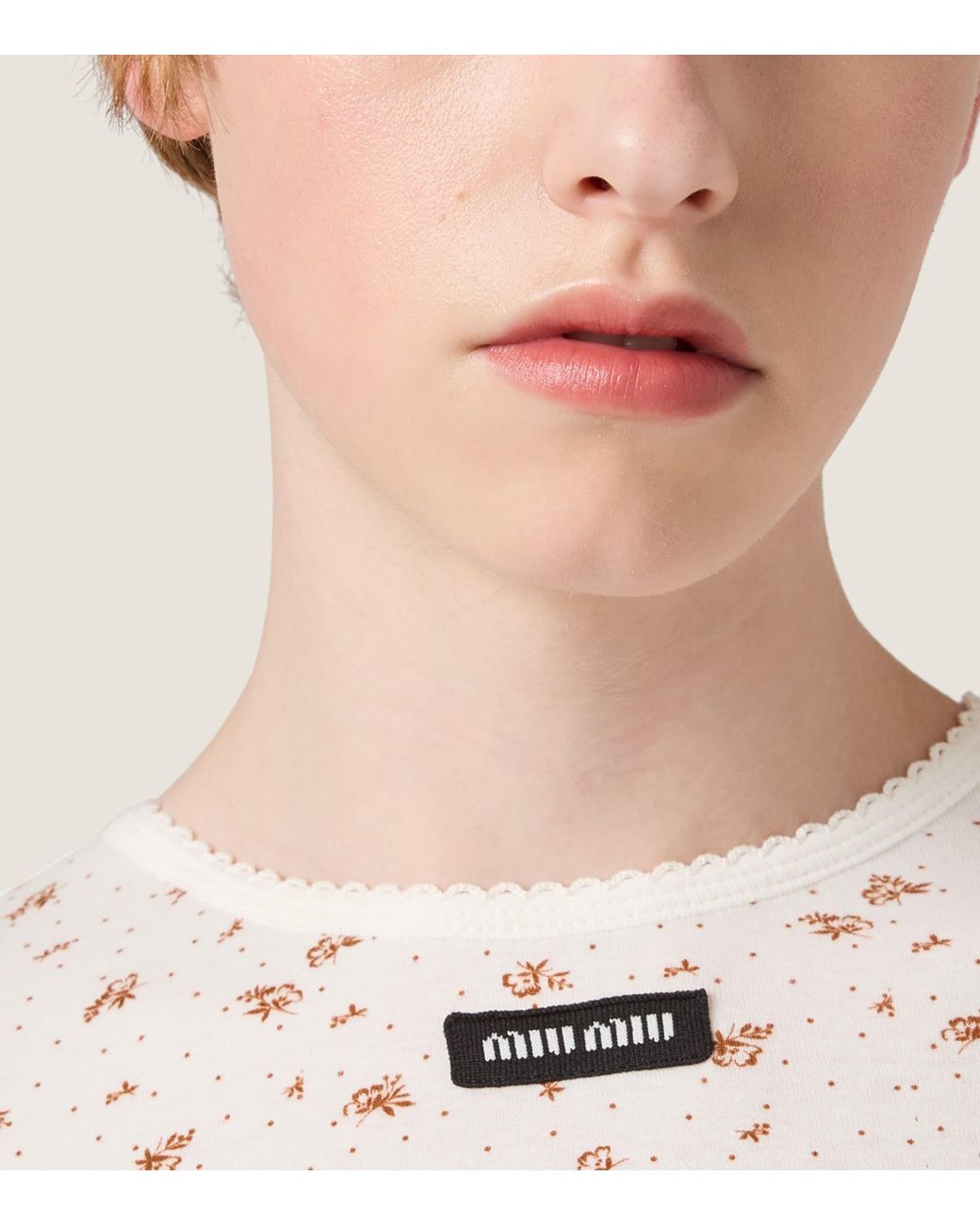 Miu Miu White Cotton Floral Print Mini Dress