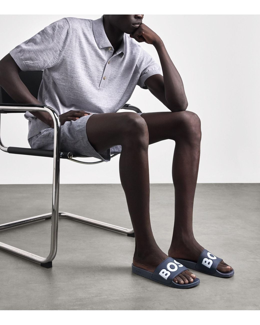 Boss Blue Logo Slides for men