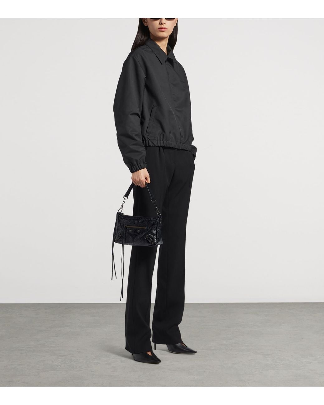Balenciaga Black Mini Lambskin Le City Moto Shoulder Bag