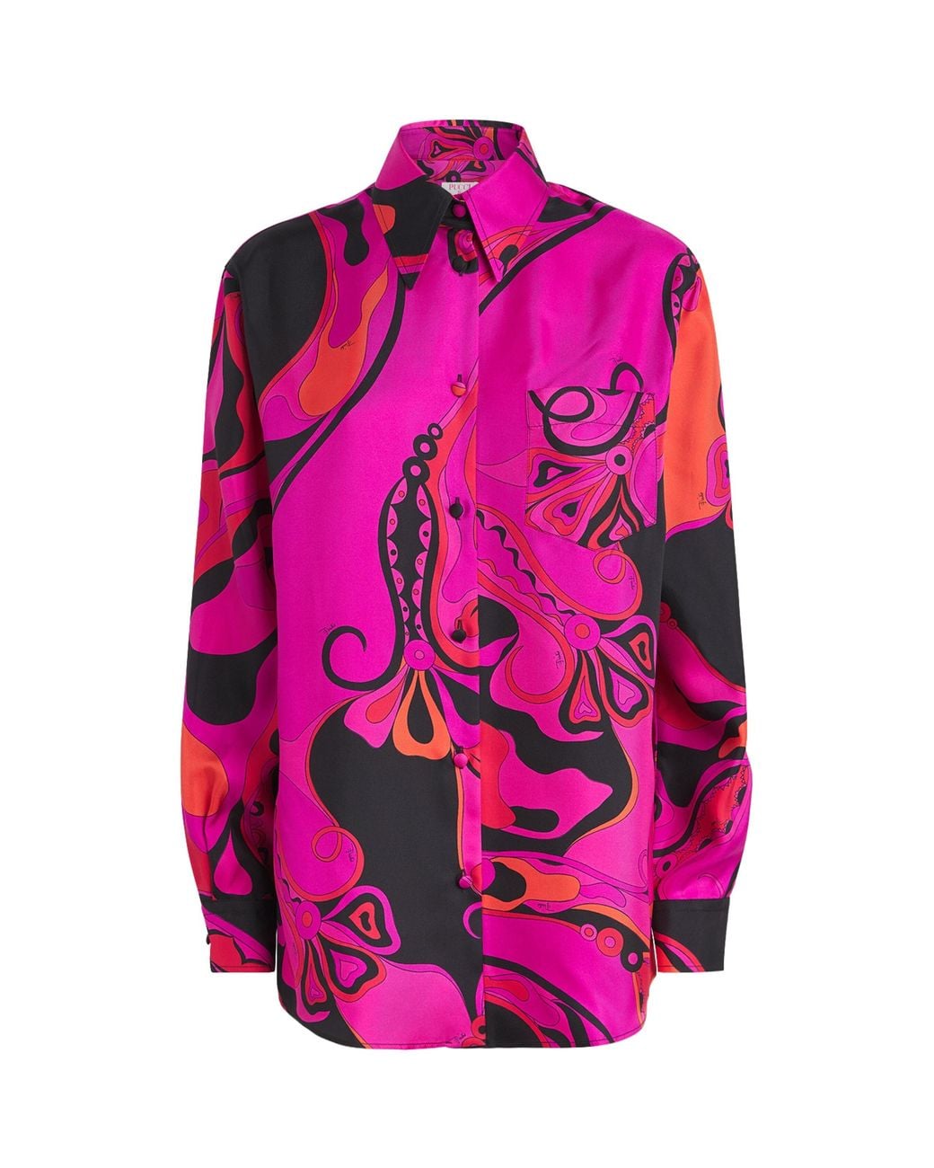 Emilio Pucci Pink Silk Oversized Orchidee Shirt