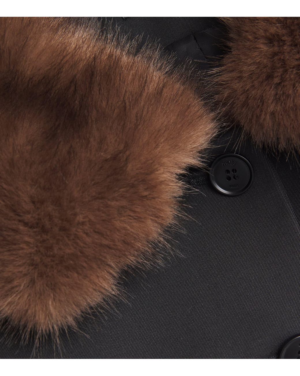 Maje Black Cropped Removable-Collar Pea Coat