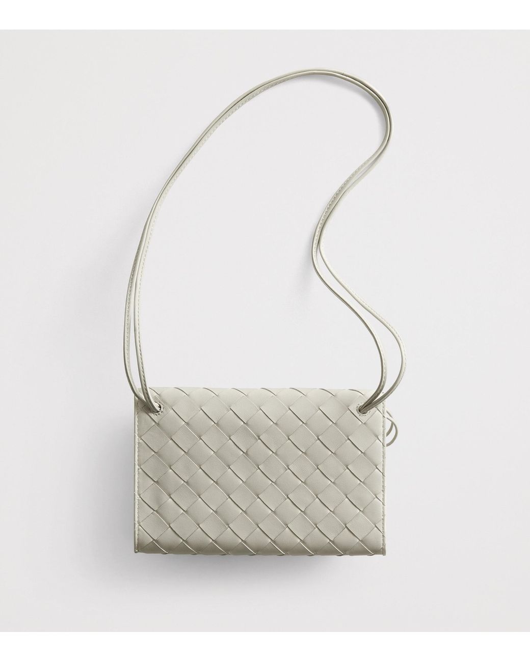 Bottega Veneta White Leather Andiamo Wallet On Strap