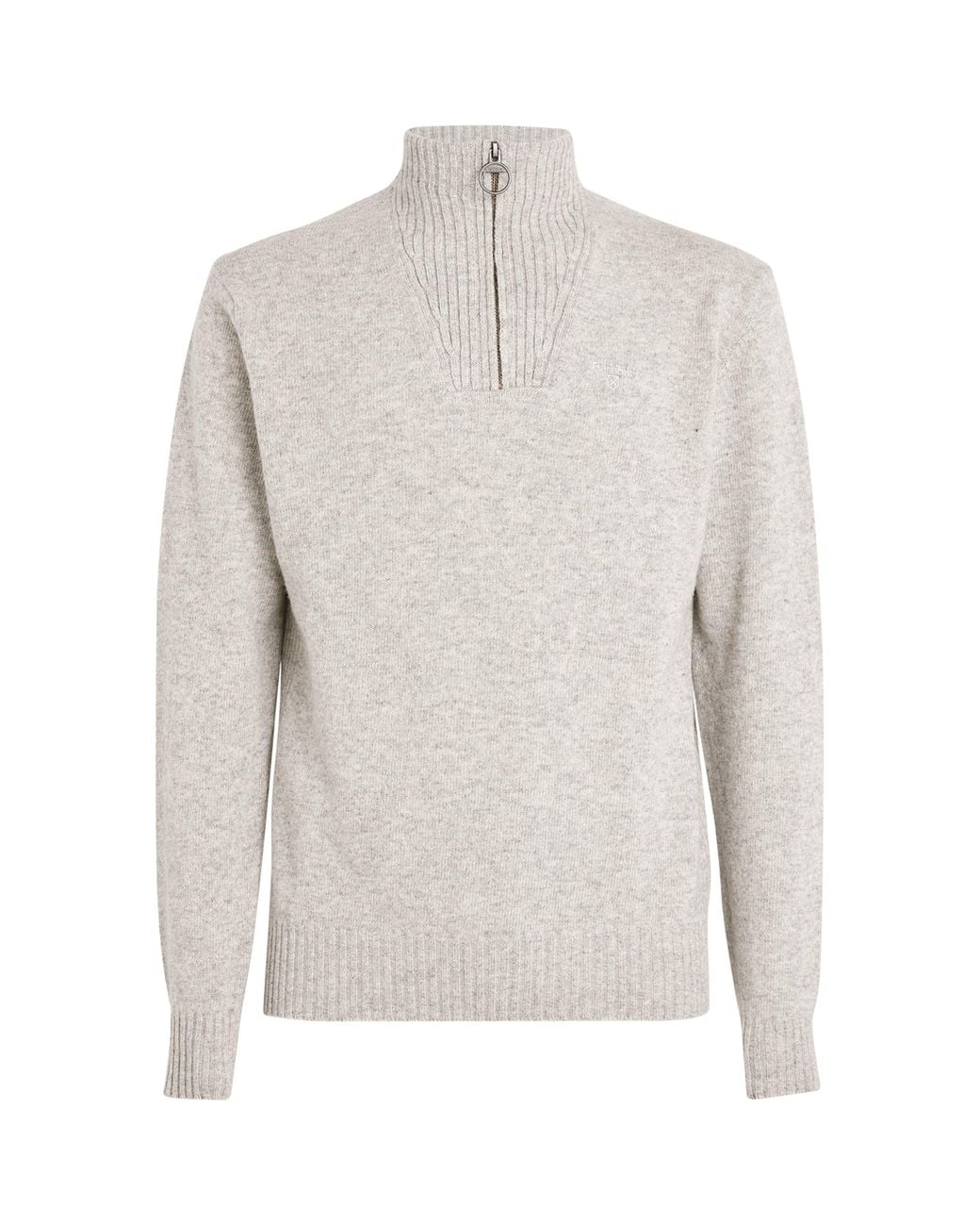 Barbour White Wool Half-Zip Sweater for men