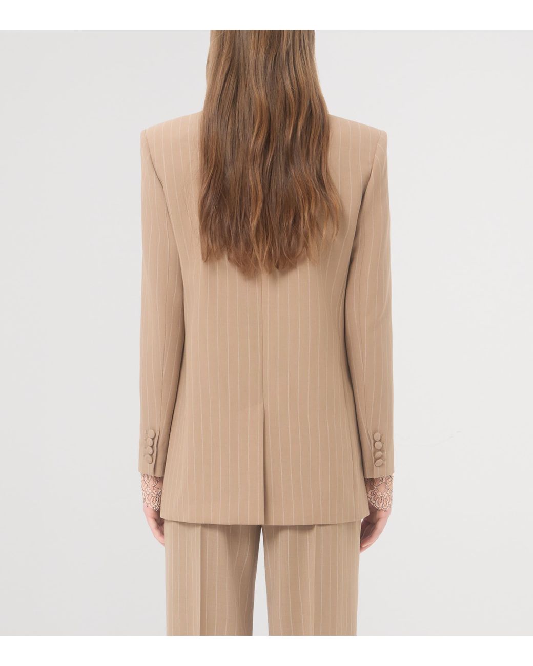 Valentino Natural Virgin Wool Pinstripe Blazer