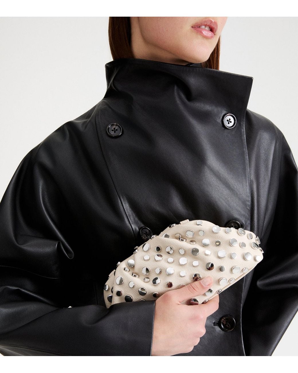 Marella Natural Studded Clutch Bag