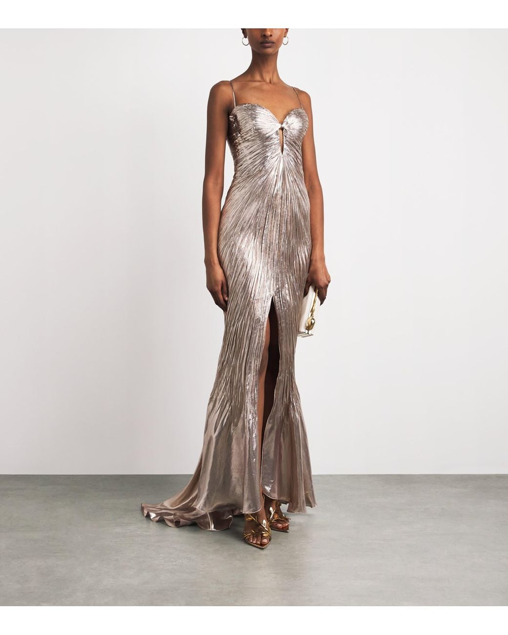 Maria Lucia Hohan Natural Metallic Silk Mirren Maxi Dress