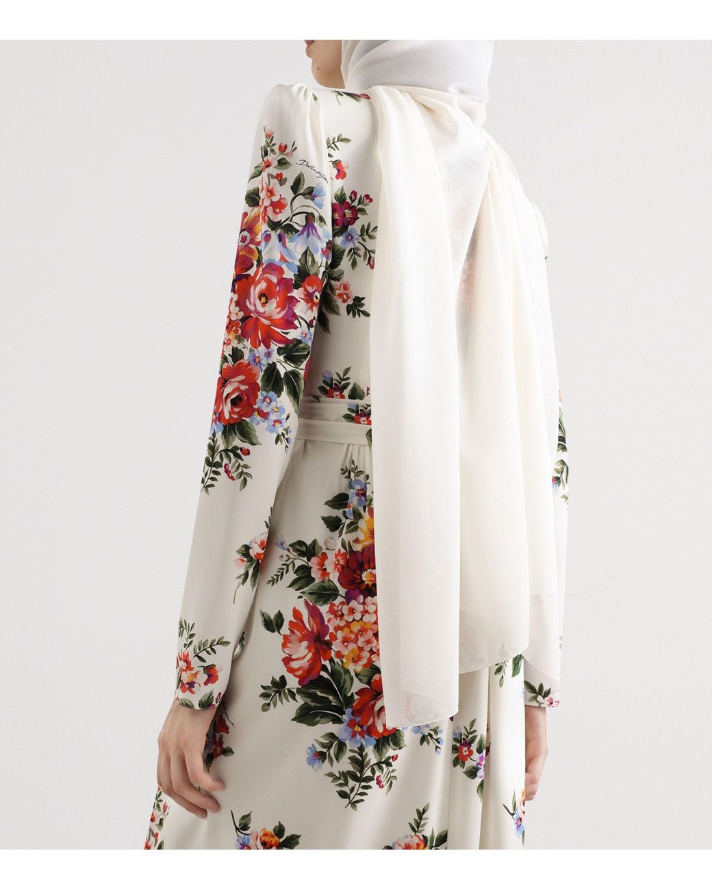 Dolce & Gabbana White Silk Floral Maxi Dress