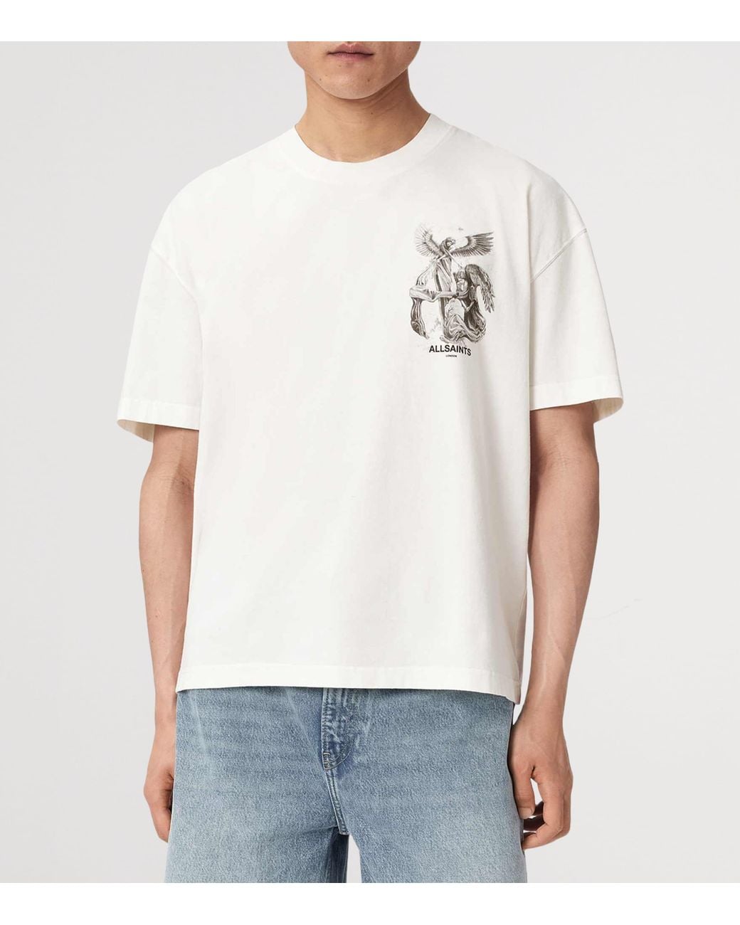 AllSaints White Angel-Print Seraph T-Shirt for men